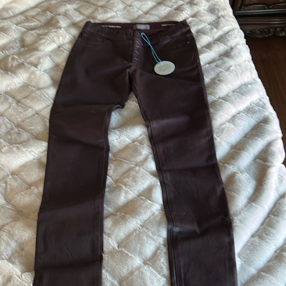 DL1061 Burgundy Waxed Jeans